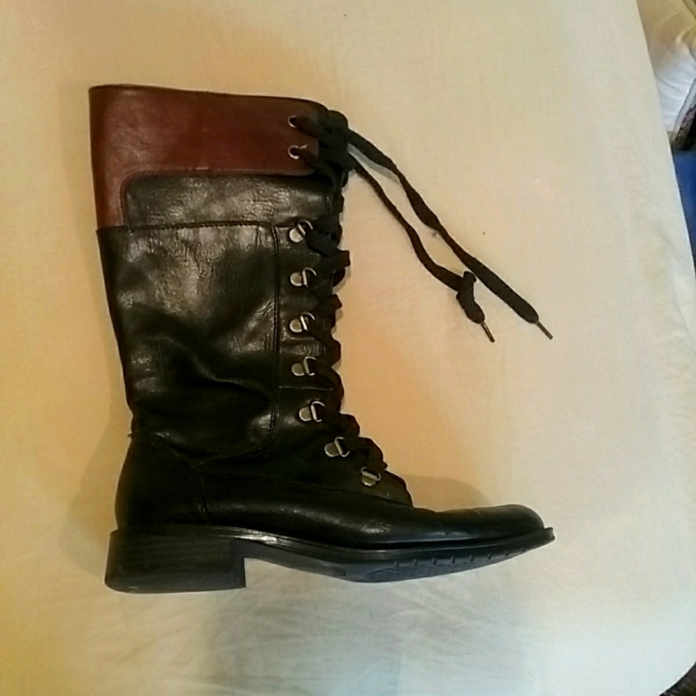 Leather lace up boots
